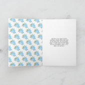 Blond Haar Prinses Blauw Bloemen Verjaardagsfeest Kaart (Binnen)