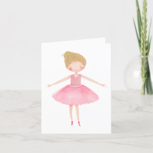 Blond Haar Roze Tutu Ballerina Blank Bedankkaart