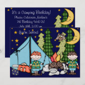 Blond Hair Boy Camping Birthday 5x7 Uitnodiging (Voorkant / Achterkant)