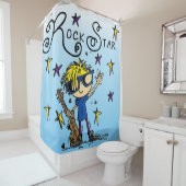 Blond Hair Boy Rock Music Douchegordijn (In situ)