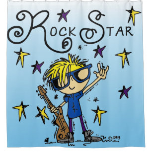 Blond Hair Boy Rock Music Douchegordijn