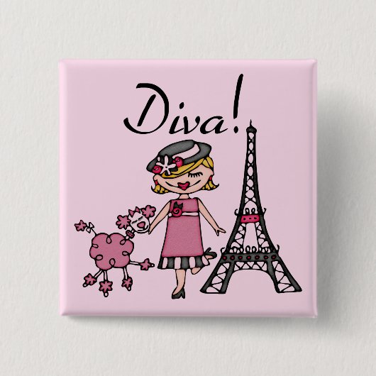 Blond Hair Diva Vierkante Button 5,1 Cm (Voorkant)