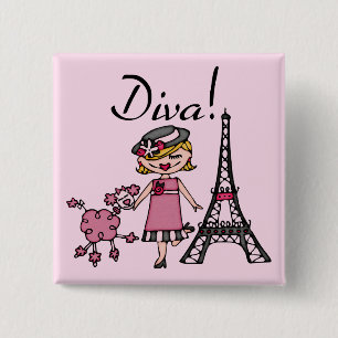 Blond Hair Diva Vierkante Button 5,1 Cm
