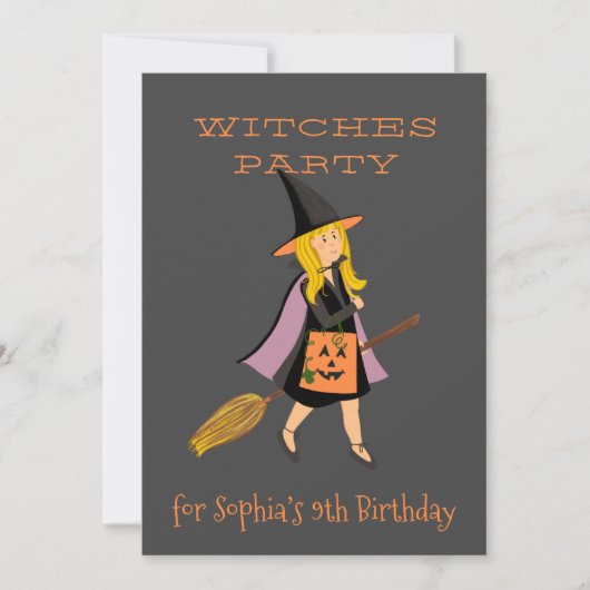 Blond Heks Halloween Verjaardagsfeest Kaart (Voorkant)