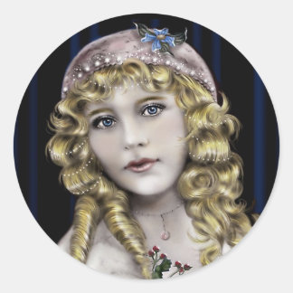 blond hoofd Victoriaans meisje Ronde Sticker
