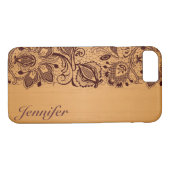 Blond Hout &  Bruin Kant Monogram Case-Mate iPhone Case (Achterkant (Horizontaal))