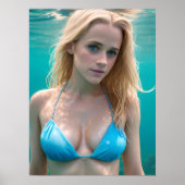 Blond in een Bikini-onderwaterfoto Poster (Voorkant)
