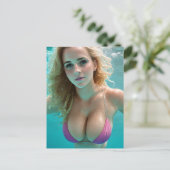 Blond in een Bikini Underwater Selfie Briefkaart (Staand voorkant)