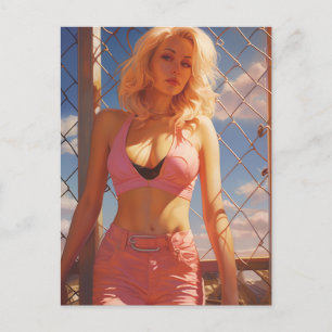 Blond in Roze Briefkaart