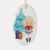 Blond Irish Dancer Winter Kerstfeestdag Keramisch Ornament (Rechts)