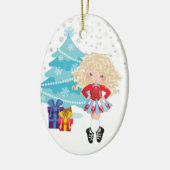 Blond Irish Dancer Winter Kerstfeestdag Keramisch Ornament (Links)