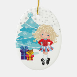 Blond Irish Dancer Winter Kerstfeestdag Keramisch Ornament