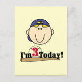 Blond Jongen Honkbal 3e Verjaardag Briefkaart (Voorkant)