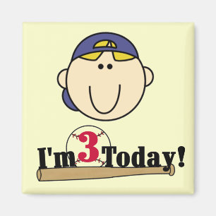 Blond Jongen Honkbal 3e Verjaardag Magneet