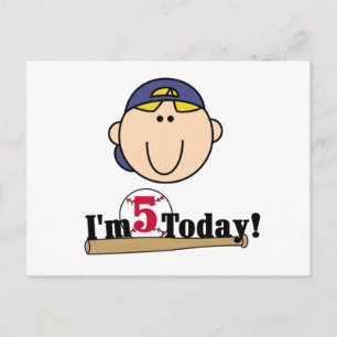Blond Jongen Honkbal 5e Verjaardag Briefkaart