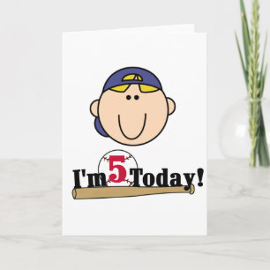 Blond Jongen Honkbal 5e Verjaardag Kaart