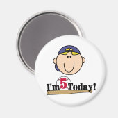 Blond Jongen Honkbal 5e Verjaardag Magneet (Voorkant / Achterkant)