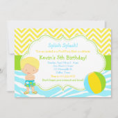 Blond Jongen Pool Feest Bash Feest Kaart (Voorkant)