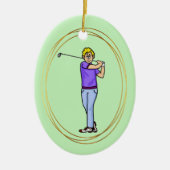 Blond Mannelijk Golfer Gepersonaliseerd Ornament (Voorkant)