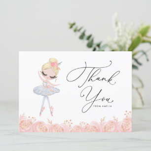 Blond Meisje Ballerina in Witte Jurk Verjaardag Bedankkaart