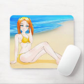 Blond meisje bij de strand Mousepad Muismat (Met muis)