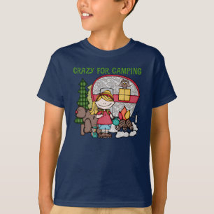 Blond Meisje Gek voor het Kamperen T-shirt