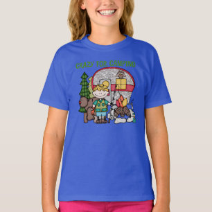 Blond Meisje Gek voor het Kamperen T-shirt