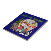 Blond Meisje Gek voor het Kamperen Tegeltje (Zijkant)