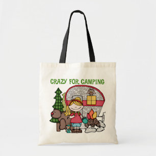 Blond Meisje Gek voor het Kamperen Tote Bag