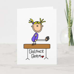 Blond Meisje Gymnast op Beam Tshirts en Geschenken Kaart