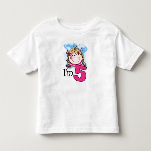 Blond meisje, ik ben vijf kinder shirts (Voorkant)