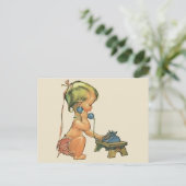  blond meisje met een kinderongeluk dat telefonisc briefkaart (Staand voorkant)