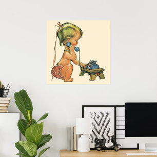  blond meisje met een kinderongeluk dat telefonisc poster