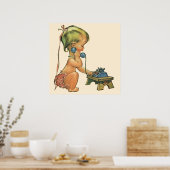 blond meisje met een kinderongeluk dat telefonisc poster (Keuken)