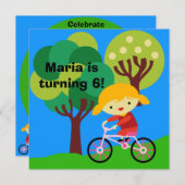 Blond meisje op uitnodiging van de fiets van Birth (Voorkant / Achterkant)