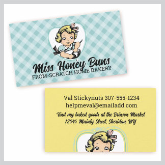  blond meisje roeren beslag bakkerij koken visitekaartje