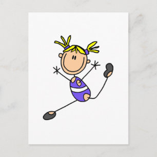 Blond meisje turnen T-shirts en cadeaus Briefkaart