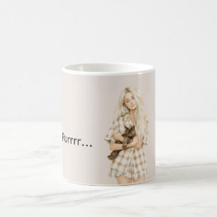 Blond meisje Zwart kat Purrrr Halloween Koffiemok