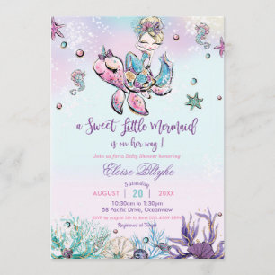 Blond Mermaid Baby shower Onder het Zee Baby Meisj Kaart