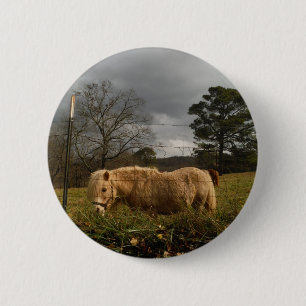 Blond miniatuur Pony/paard Ronde Button 5,7 Cm