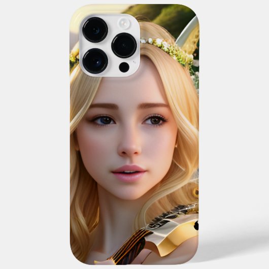 Blond Mooie Muse Spelen Een Harp Case-Mate iPhone Case (Achterkant)