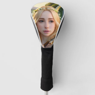 Blond Mooie Muse Spelen Een Harp Golfheadcover