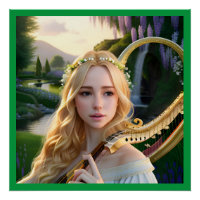 Blond Mooie Muse Spelen Een Harp