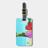 Blond paard en roze en rood hart bagagelabel (Voorkant verticaal)