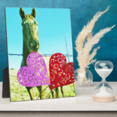 Blond paard en roze en rood hart fotoplaat (Zijkant)