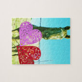 Blond paard en roze en rood hart legpuzzel (Horizontaal)