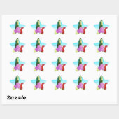 Blond paard en roze en rood hart ster sticker (Vel)
