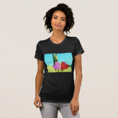 Blond paard en roze en rood hart t-shirt (Voorkant volledig)