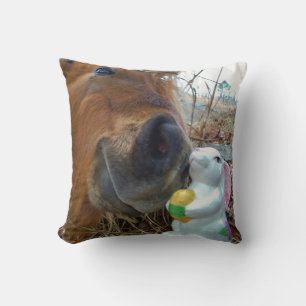 Blond paard & Paas lente bloem Konijn Kussen
