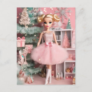 Blond Pastel Retro Kerstpop Briefkaart